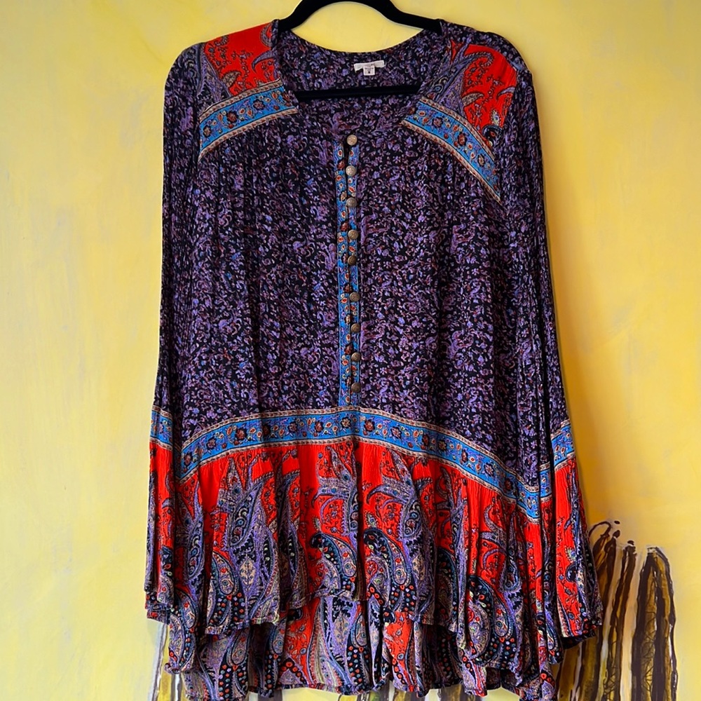 UO Ecote 💜 Boho Colorful Printed Tunic Top Size Small